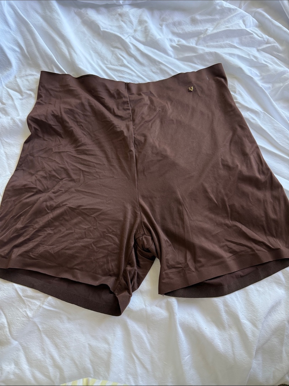 Victoria's Secret Brown High-Rise Shaping Bike Shorts with Gold Logo